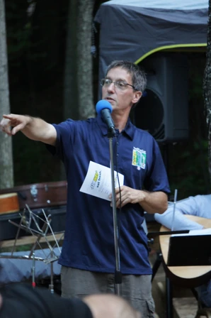 Directing the players meeting at the 2013 Silver Cup disc golf tournament