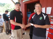 Congratulating Kieth Warren for winning the 2013 Justin Trails Open AND the Wisconsin Tour