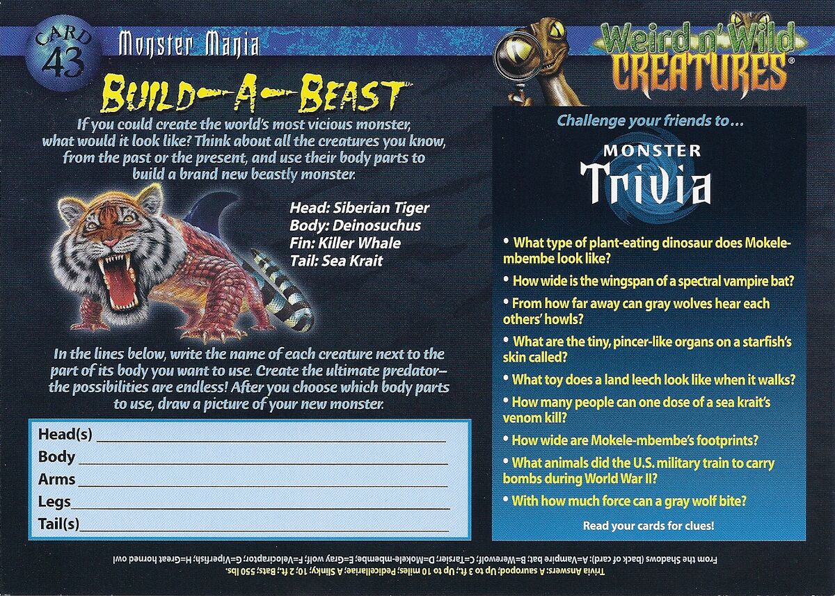 Monster Mania 43 Weird n' Wild Creatures Wiki Fandom
