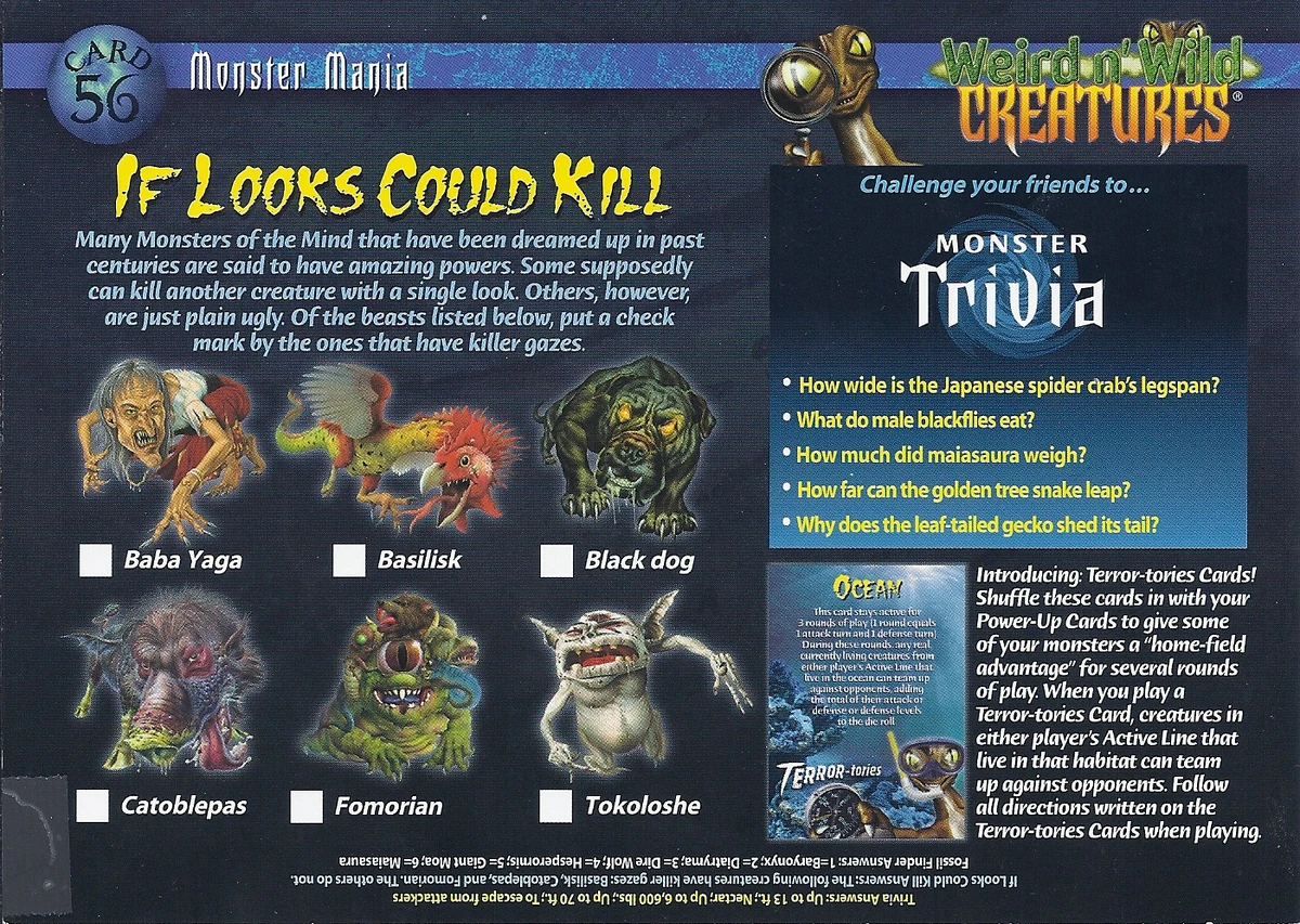 Terror-tories Cards Monster Mania | Weird n' Wild Creatures Wiki