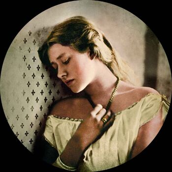 Ellen Terry at age 16 by Julia Margaret Cameron (coloured)