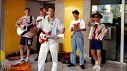 Another photo of The Wiggles and Anthony's brother John busking at Chatswood on April 6, 1991.