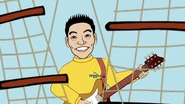 Animated Arthur playing the yellow Maton electric guitar