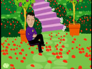 Animated Jeff sleeping in Dorothy's garden