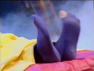 Jeff's purple socks with holes where his holes stick through (Similar to yellow socks with holes in Henri's song: "White Pyjamas")
