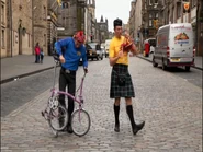 Gino playing bagpipes