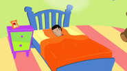 Cartoon Jeff sleeping in bed