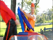 Gino holding new skivvy shirts