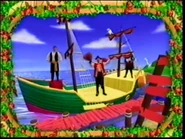 Captain Feathersword and his pirate crew on the S.S. Feahersword