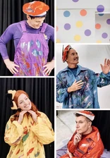 The Wiggles in painter's smocks and berets