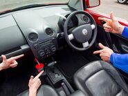 The Volkswagen Big Red Car's steering wheel