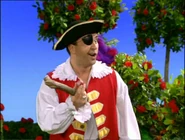 Captain Feathersword holding Ball and Stick