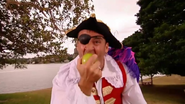 Captain eating an apple