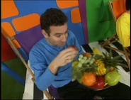 Anthony eating fruit in "Jeff the Mechanic"
