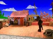 The pirates falling into the water