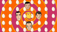 The Cartoon Wiggles' heads and the chicken