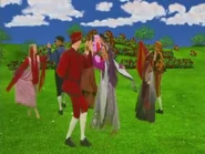 The Wiggles and the female Wiggly Dancers