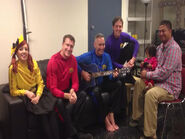 Anthony playing his blue Maton acoustic guitar on "Daddy Blogger"