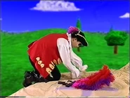Captain Feathersword digging for Treasure
