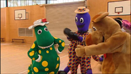 The Wiggly Mascots playing basketball