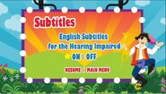 Subtitles menu (Background Music: Here Comes a Bear)