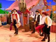 Captain Feathersword tap-dancing
