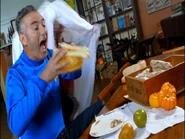 Anthony eating bones on toast