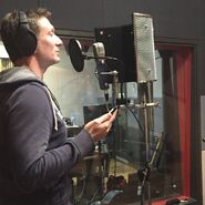 Simon recording the album