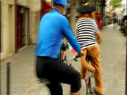 Wags and Anthony riding bikes