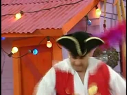 Captain Feathersword pressing the fast button