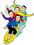 The Cartoon Wiggles surfing.