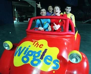 The Wiggles in the Big Red Car in 1997 (Notice Anthony is driving and Murray's in the front seat)