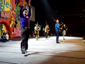 Anthony playing the bagpipes