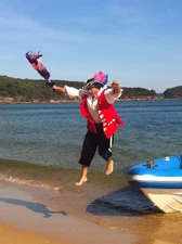 Captain Feathersword off the boat