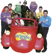A "Toot Toot!" promo picture of The Wiggly Friends in the Big Red Car.