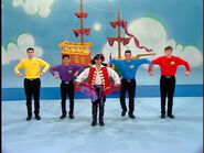 The Wiggles and Captain Feathersword in "Wiggle Time!" 1998