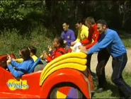 The make-up crew in the Big Red Car.