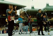 The band performing at the Rugby Grand Finals.