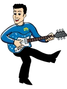 Cartoon Anthony playing Blue Maton Mastersound MS500 in Early-2003