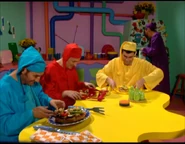 The Awake Wiggles eating food group pizza