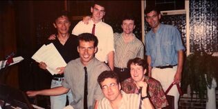 Field (second row, left) and the band during sessions for .