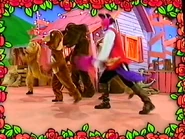 Captain Feathersword teaching Wags and the Wagettes the "Yo-Ho-Ho" dance