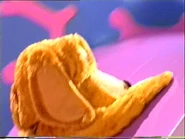 Fluffy going up the slide