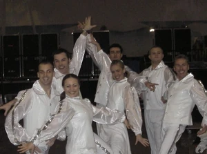 Murray (second from right) backstage with his fellow .