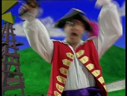 Captain Feathersword falling down