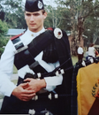 Anthony playing the bagpipes in 1982