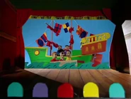 The Wiggles Puppets in the puppet theatre
