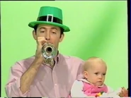 Dominic playing a tune on his trumpet