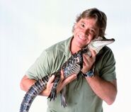 Steve Irwin holding crocodile