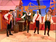 The pirate crew tap-dancing